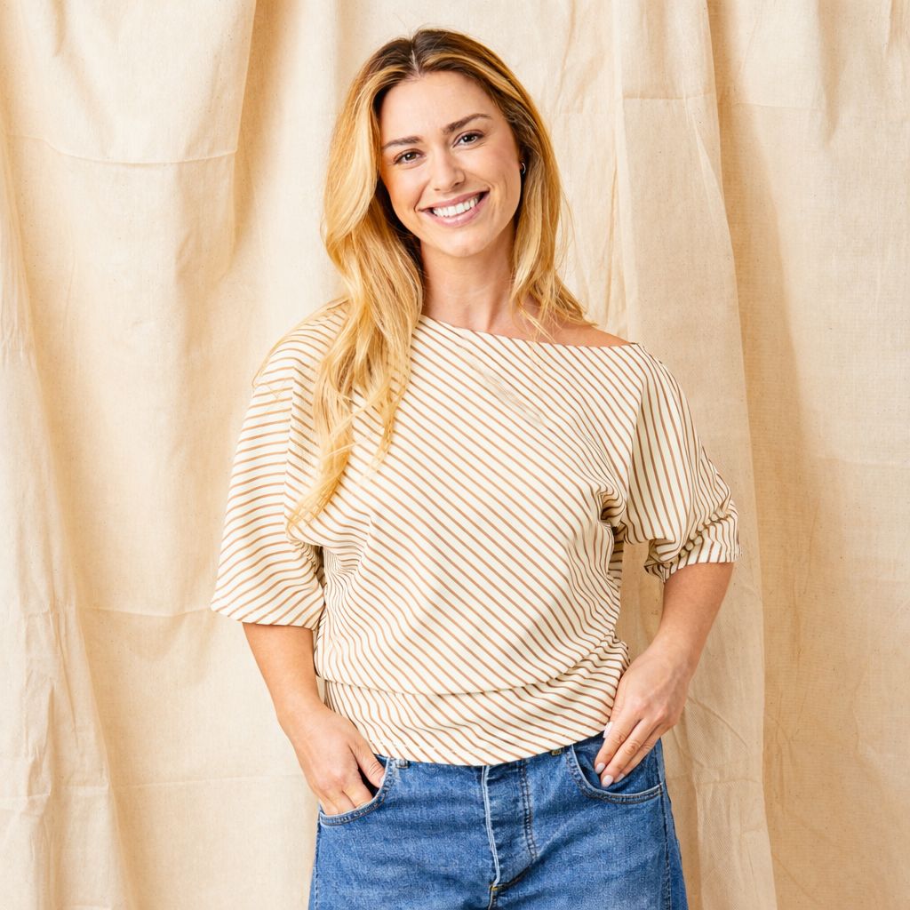 Galilee Asymetric Stripe Jersey Top