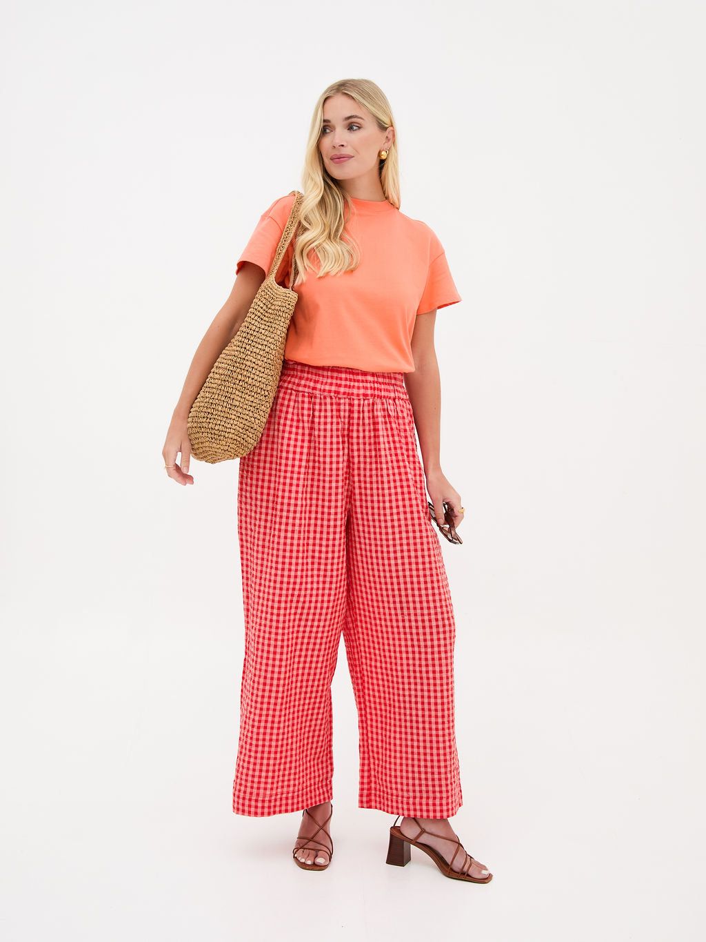 Ria Gingham Wide-Leg Culottes