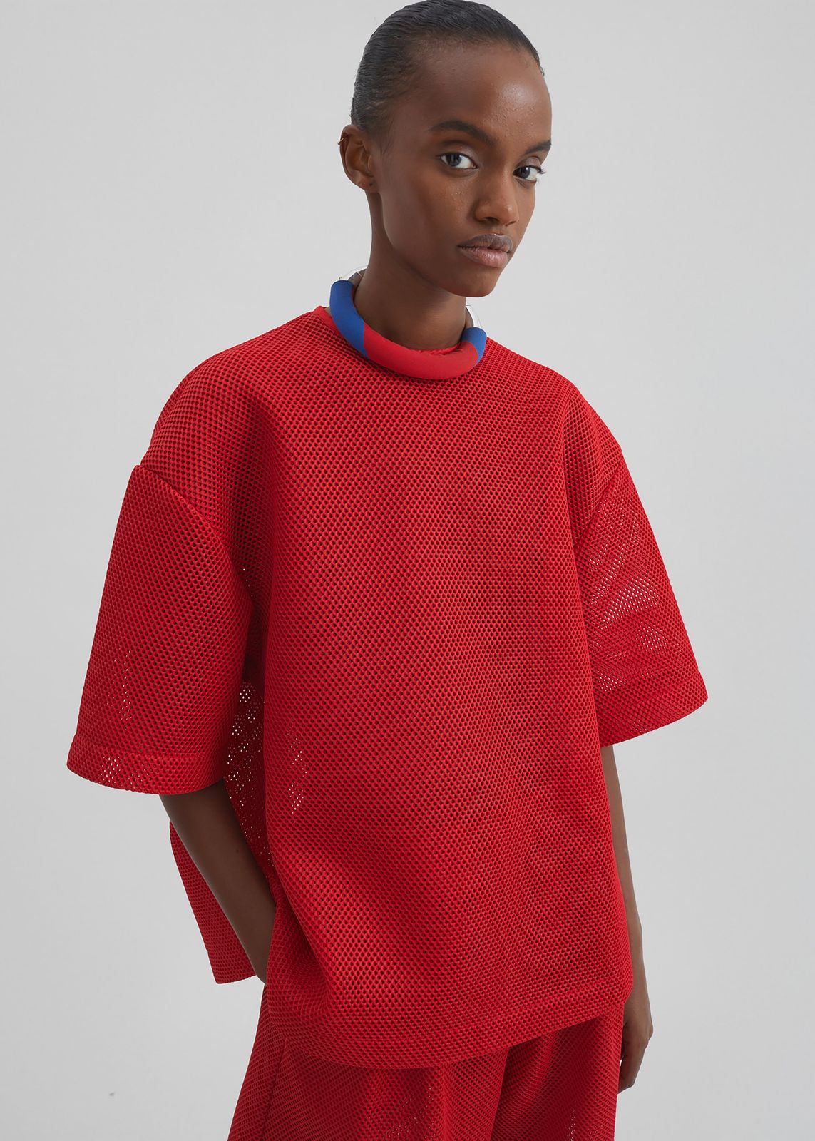Nela Mesh Boxy T-Shirt - Red