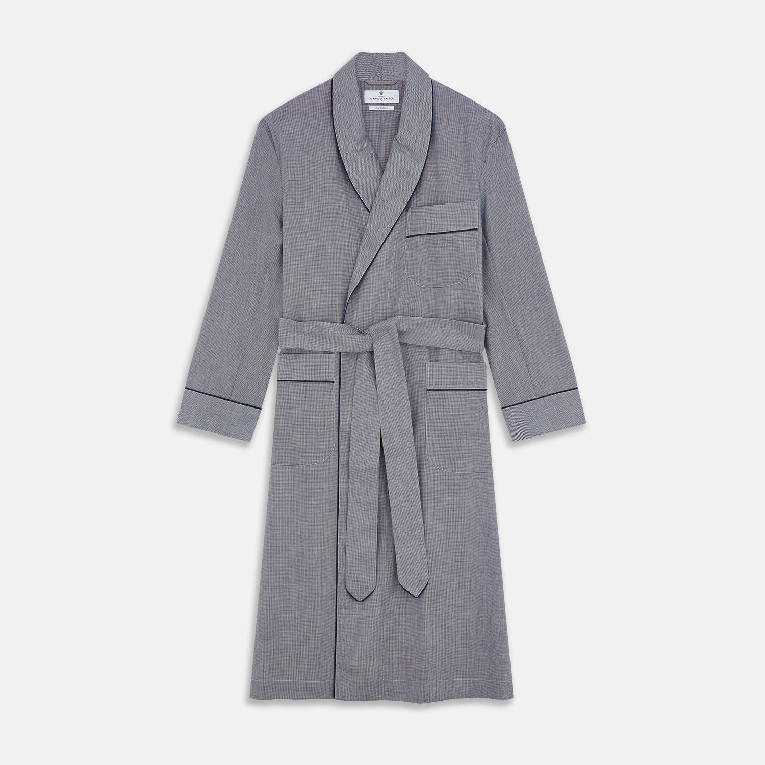 Navy Houndstooth Wool Arnold Gown