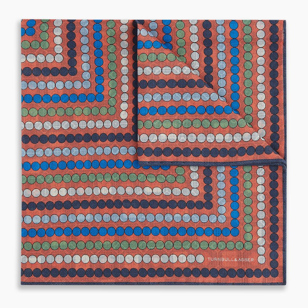 Orange Dots and Floral Tile Double-Sided Silk Pocket Square