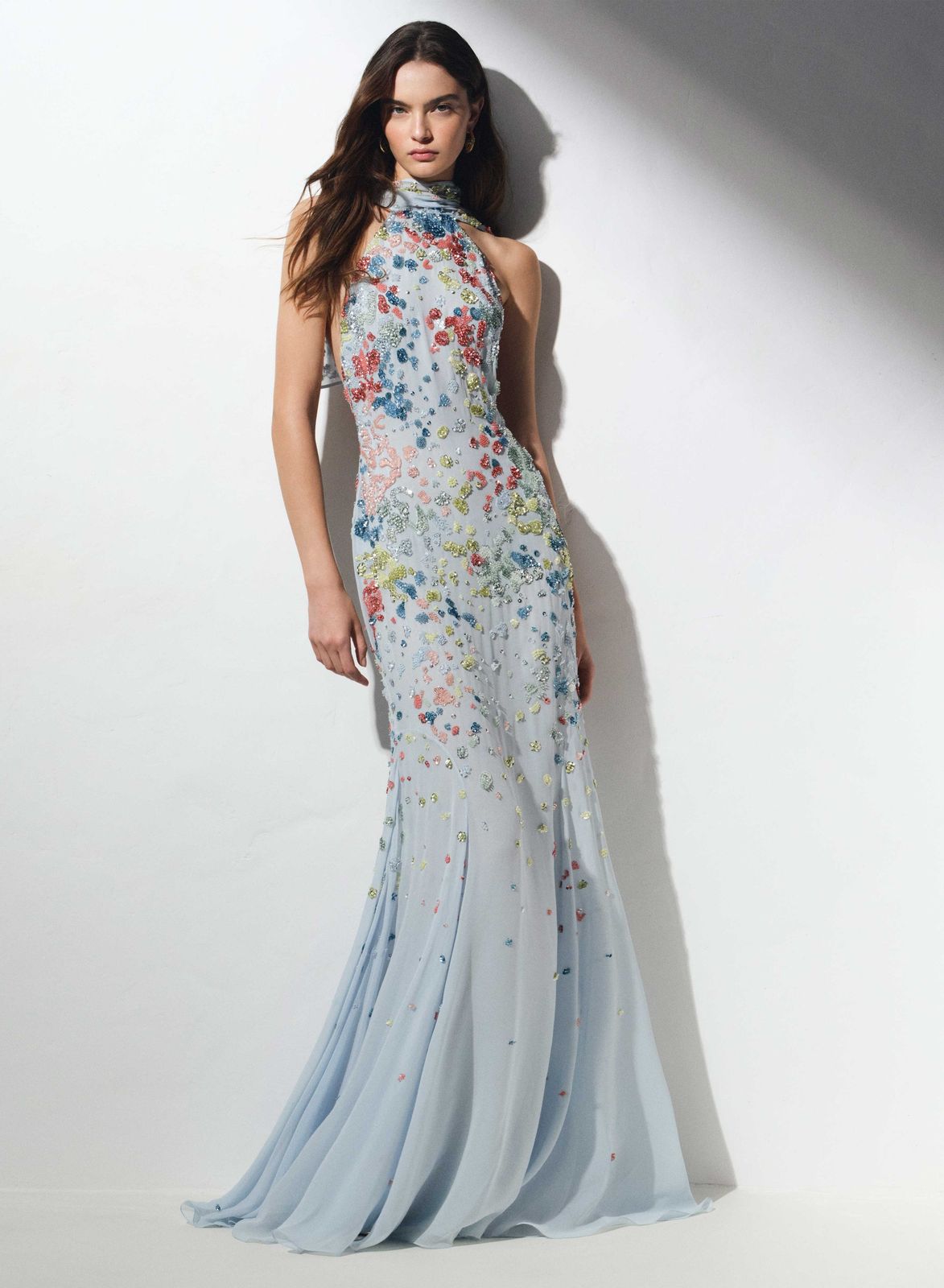 Bead Embroidered Halter Dress