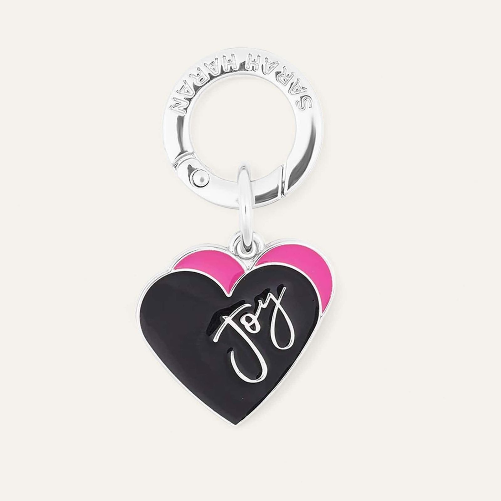 Tassel Topping Charm | Pink Heart with Silver hardware