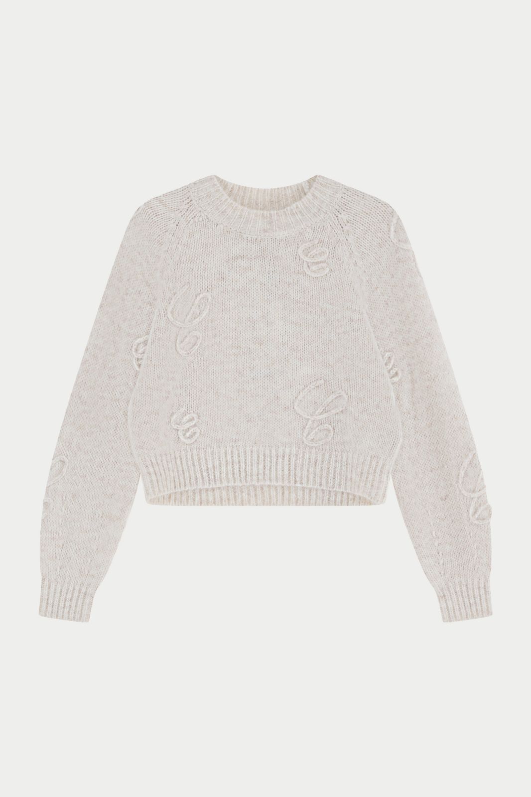 C SCRIPT EMBROIDERED OVERSIZED EMBLEM JUMPER - BEIGE