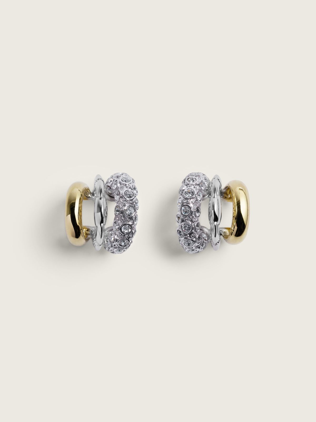 Stacked Rhinestone Hoop Earrings