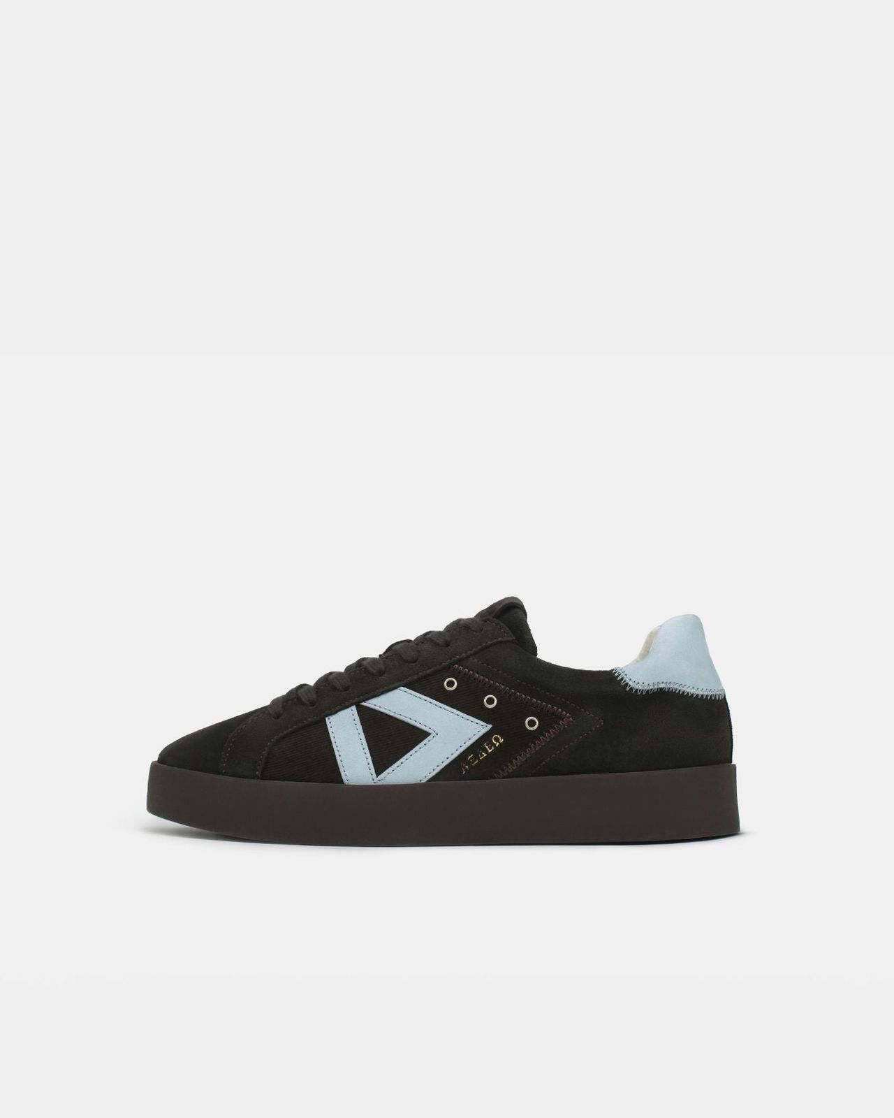 Nyx 02 Low Top Trainers - Chocolate Brown Suede & Sky Blue Nubuck Leather