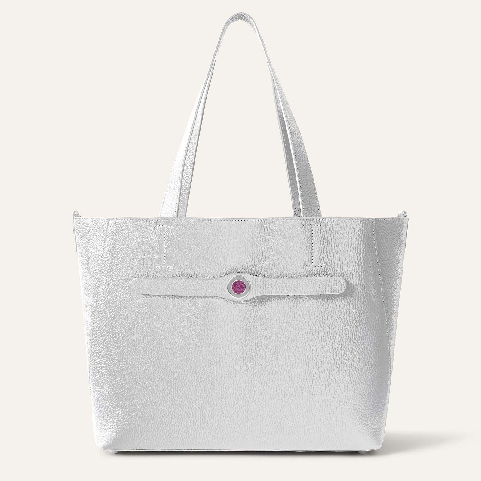Sarah Tote | Shimmer Metallic Silver with Silver hardware