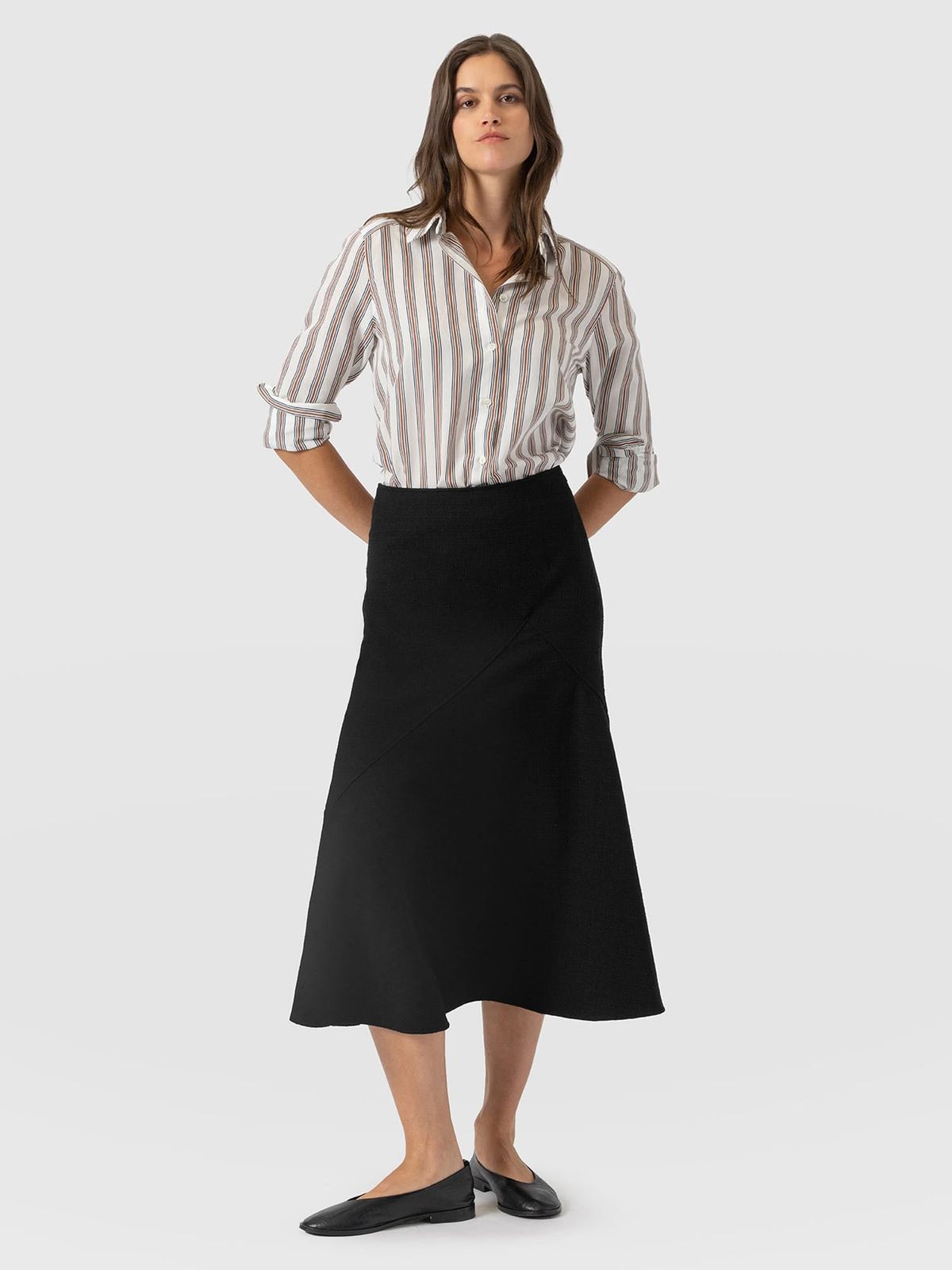 Piper Panelled Skirt  - Black Boucle