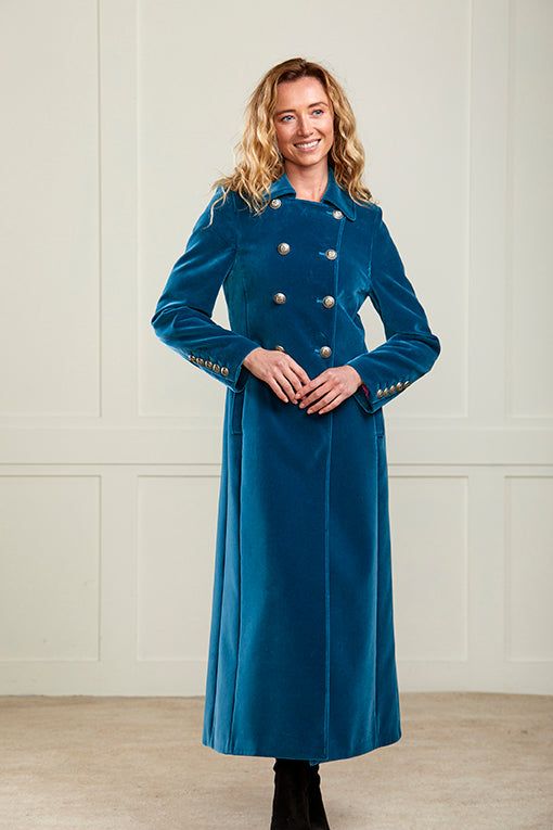 Electra Blue Velvet Coat - Teal Blue Limited Edition