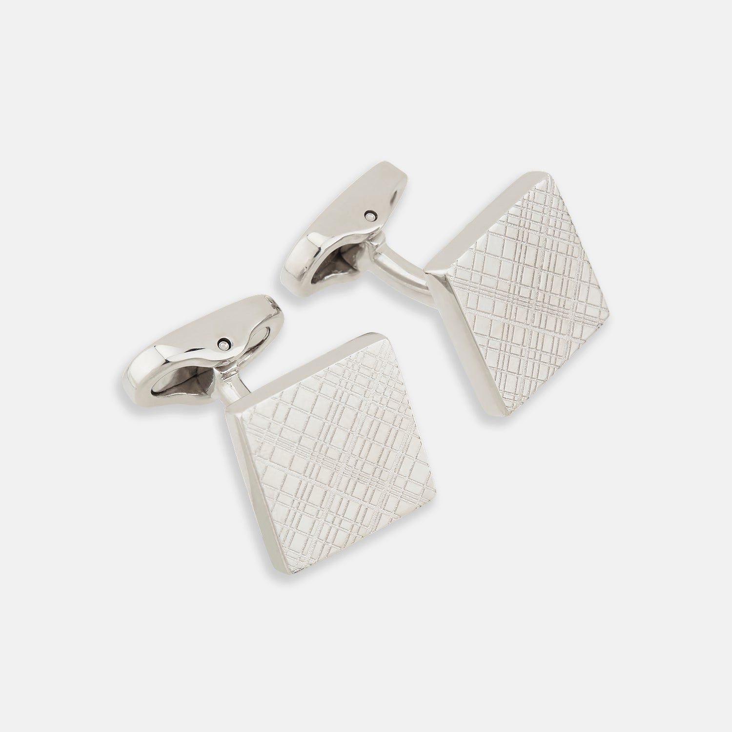 Silver Grid Square Cufflinks