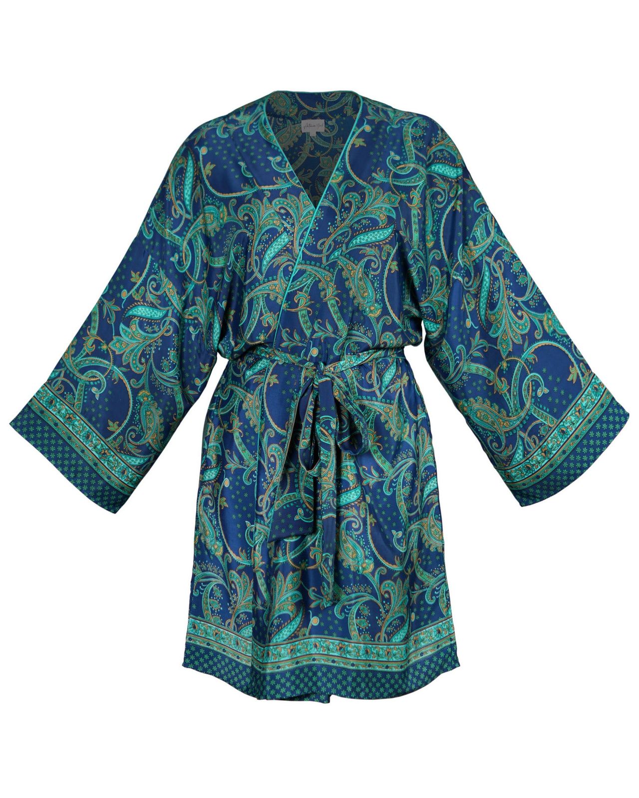 Jade & Blue Kimono | Emily Lightweight Silky Paisley Robe