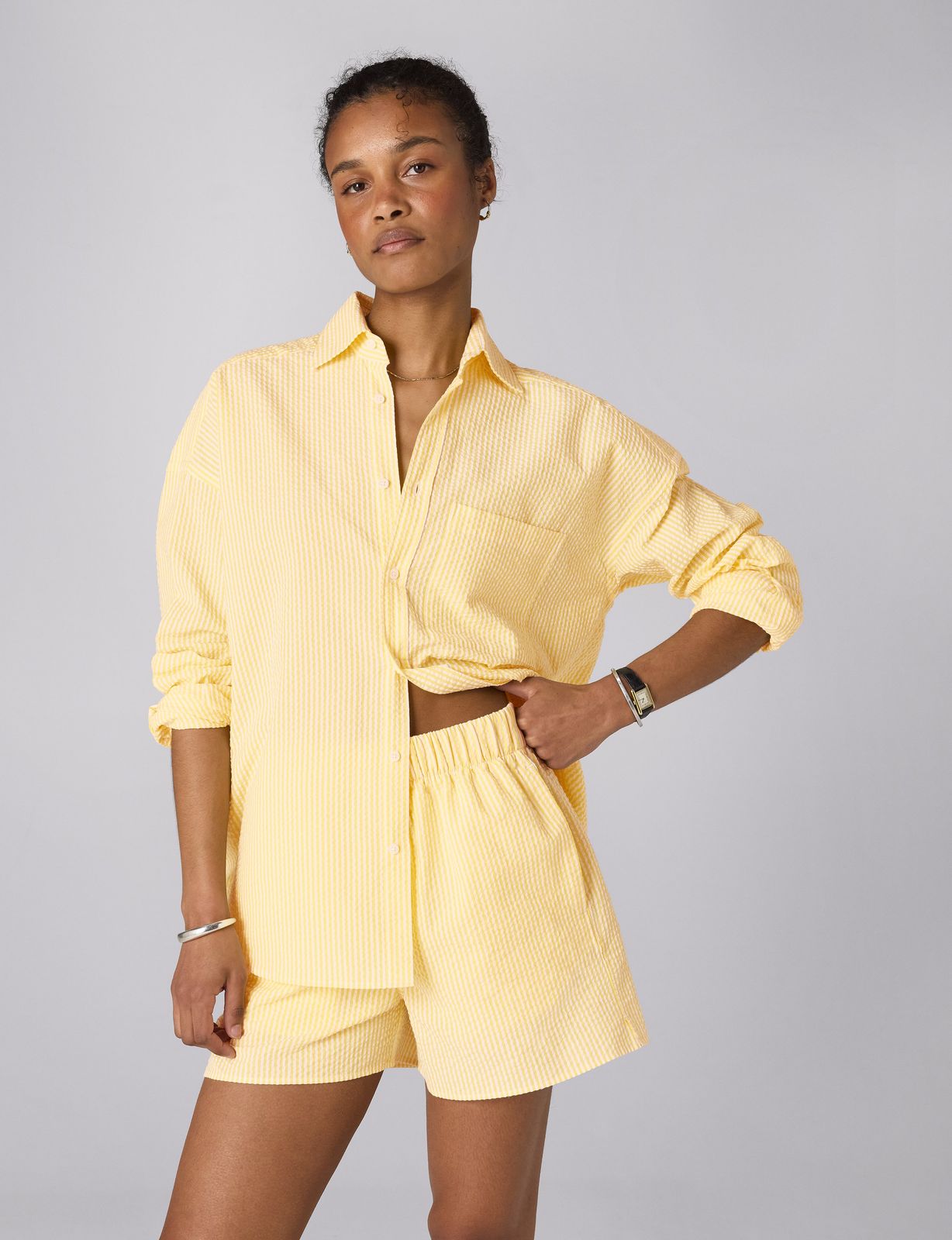 The Boxer: Seersucker, Yellow Stripe