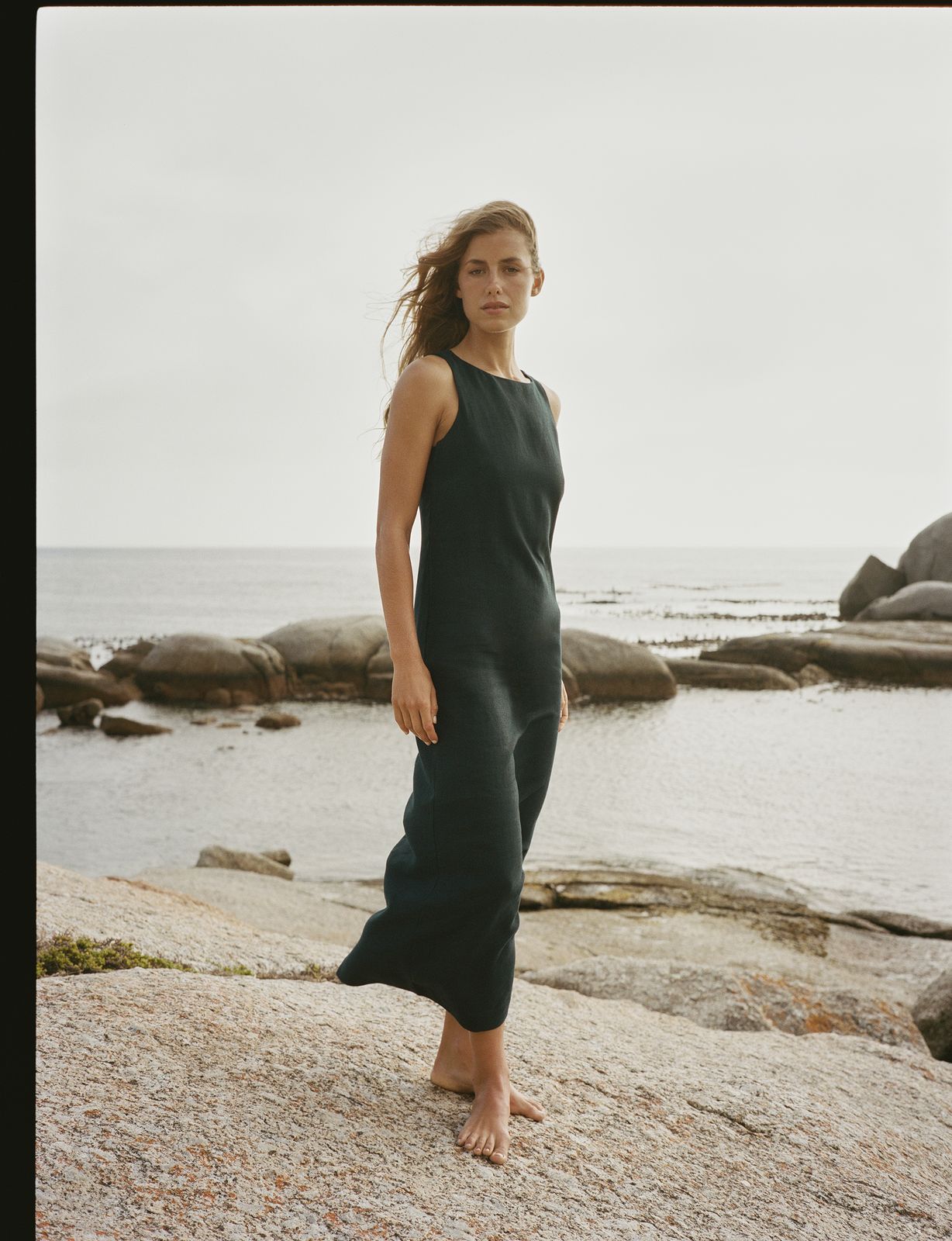 Birley Dress: Linen, Navy Blue