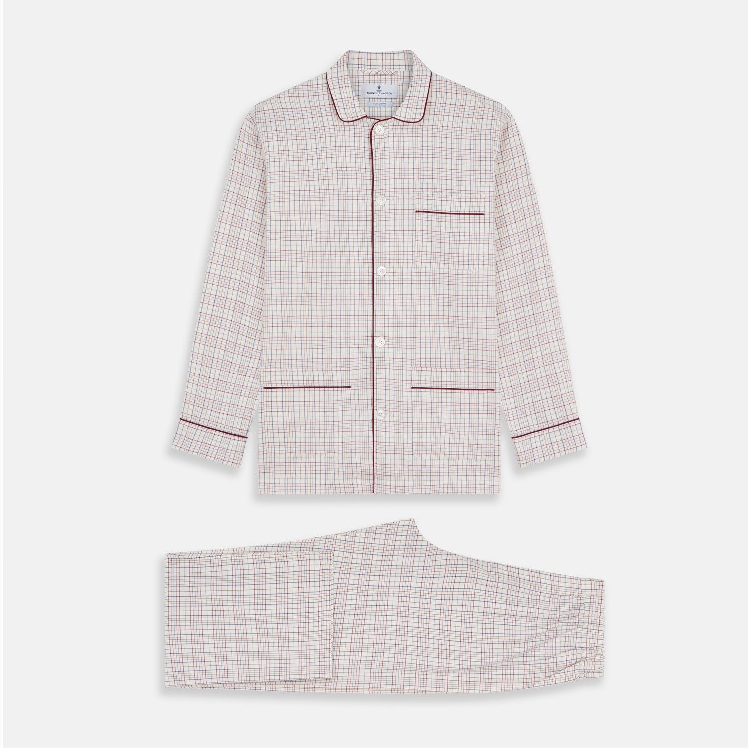 Red Multi Check Cotton-Cashmere Modern Pyjama Set