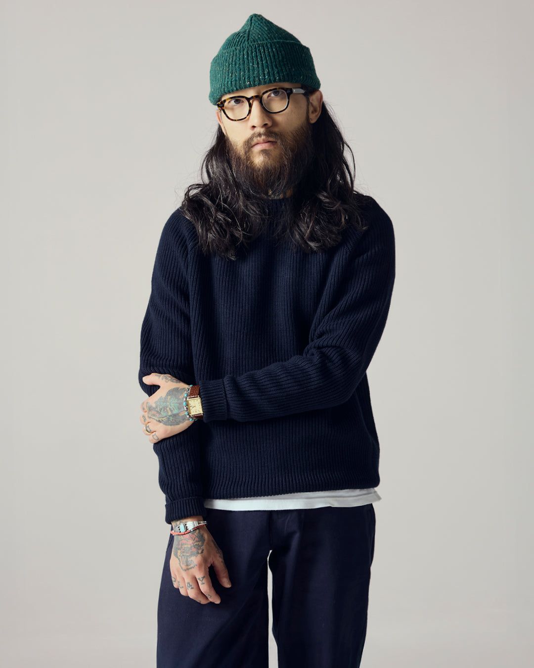 7013 Crew knit jumper - midnight blue
