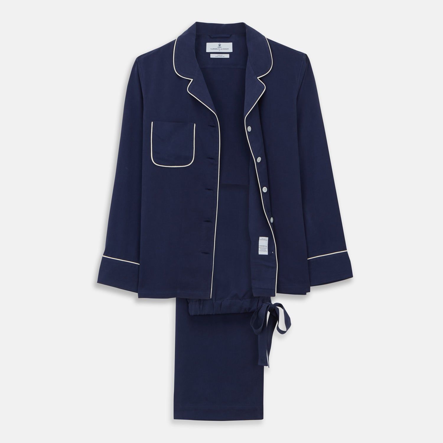 Women's Harriet Navy Silk Pyjama Set
