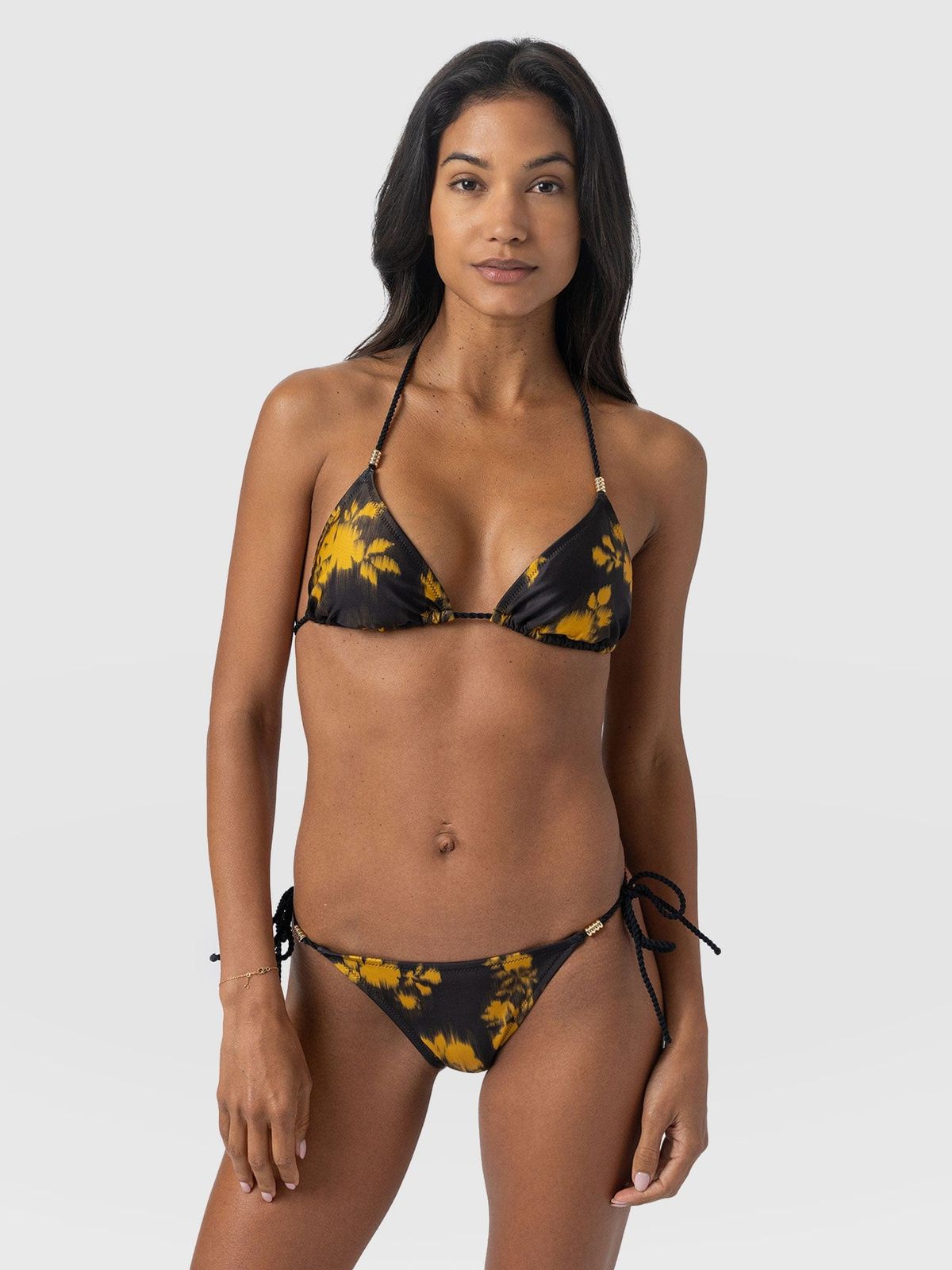Alba Tie Side Bikini Bottom - Yellow Fade Floral
