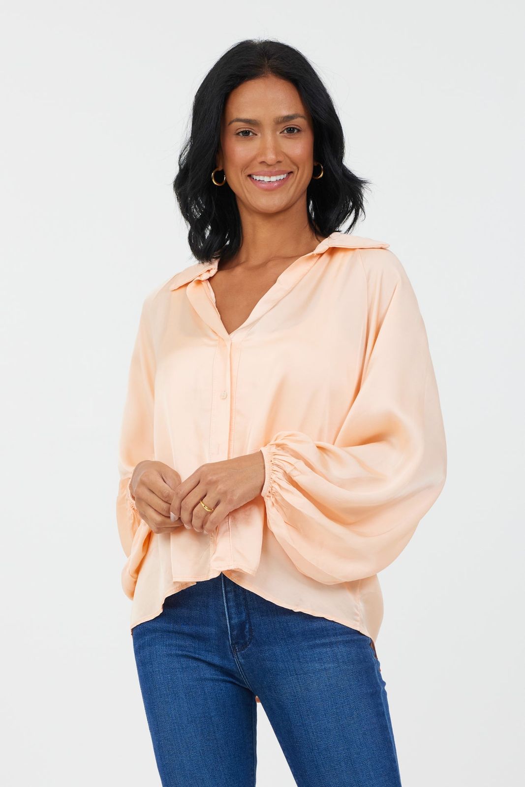 Pierre Satin Bubble Sleeve Shirt
