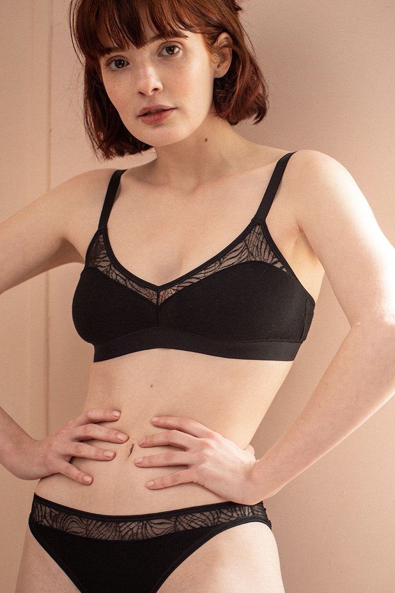 Savannah | Organic Cotton Bra | Black