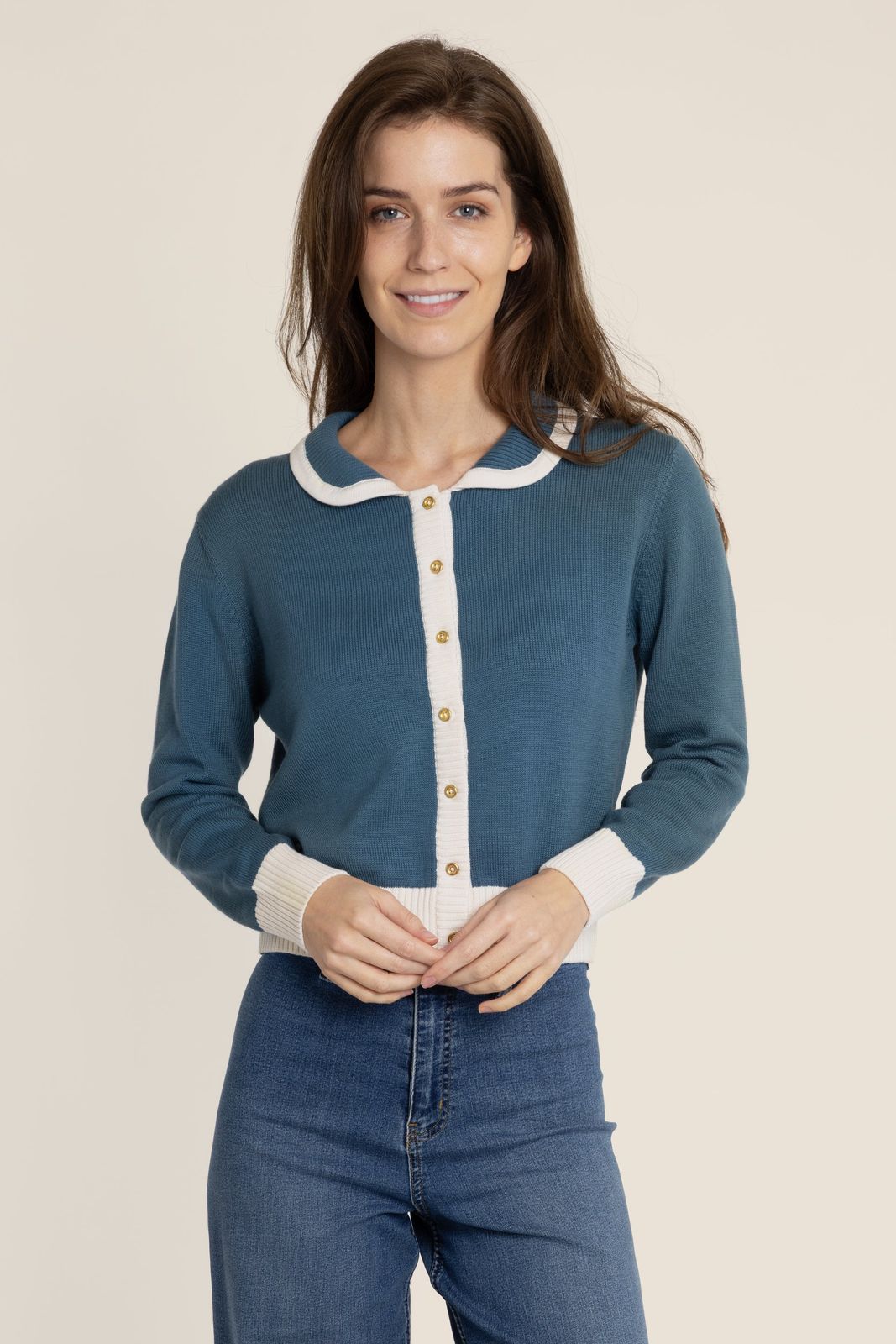 The Kōr Teal Organic Cotton Cardigan