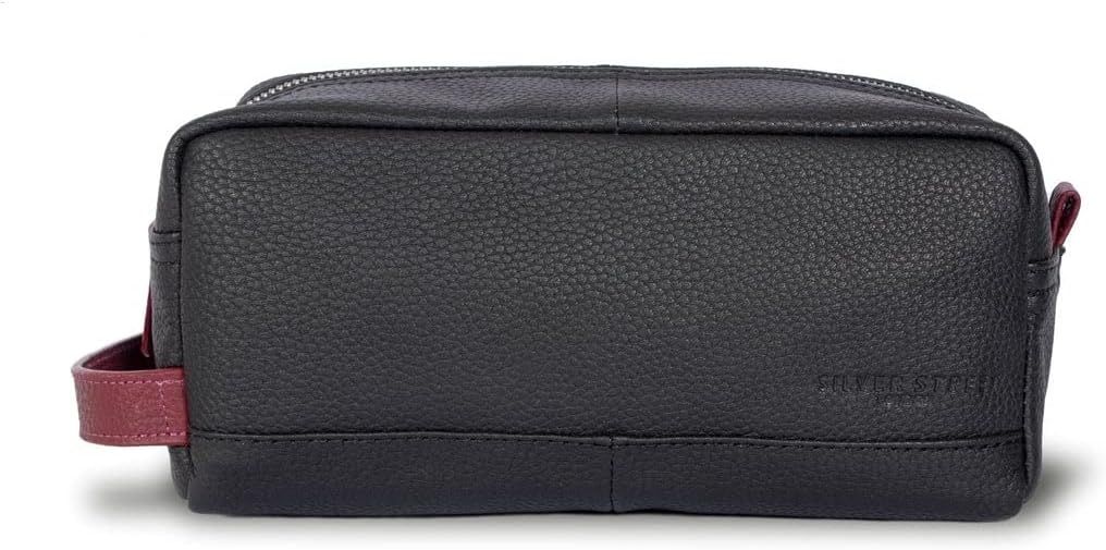Santiago Leather Washbag - Black