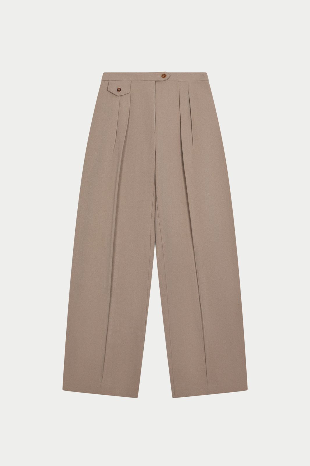 BARREL LEG SMART TROUSERS - BEIGE