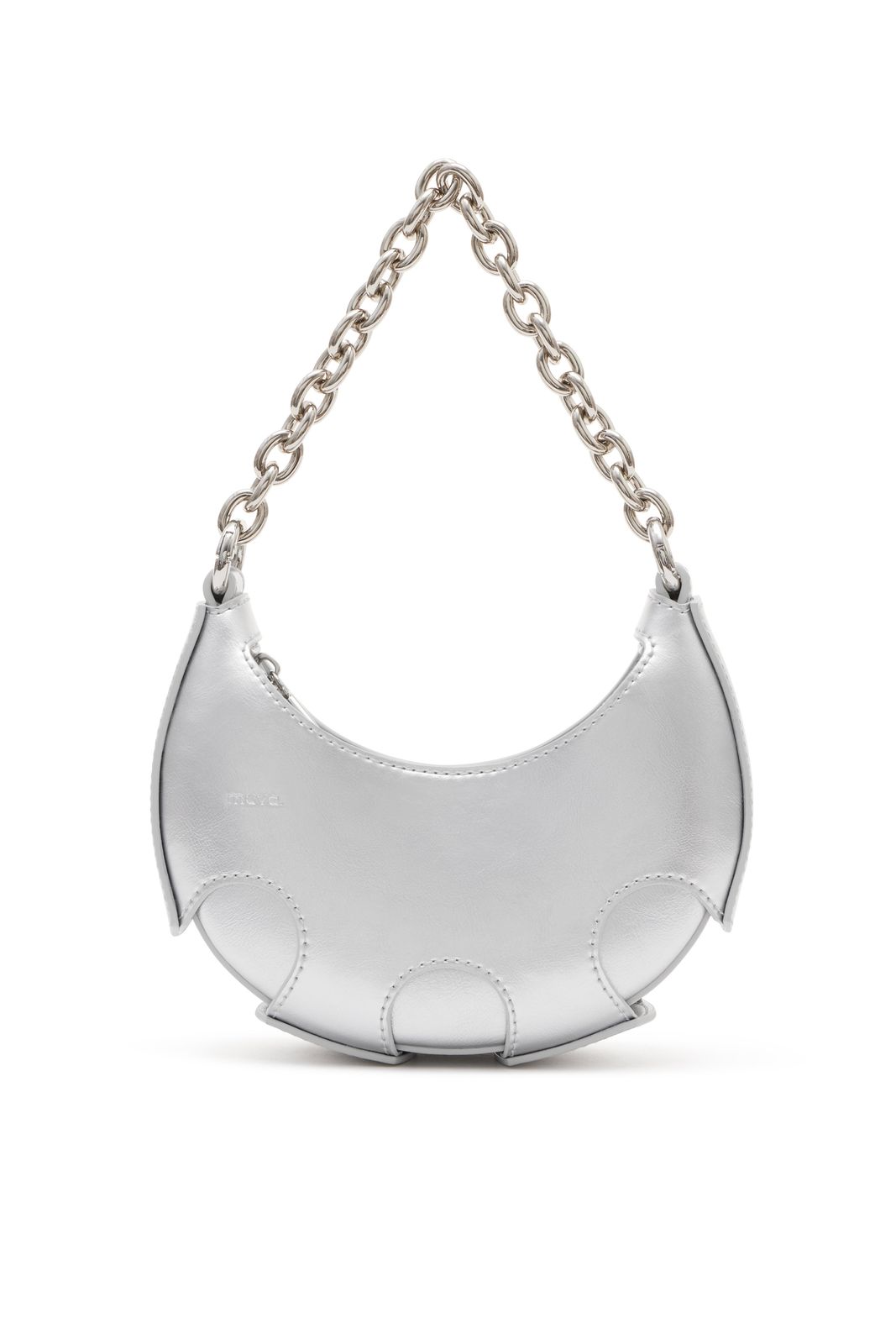 Reno Silver Leather Handheld Crescent Mini Bag