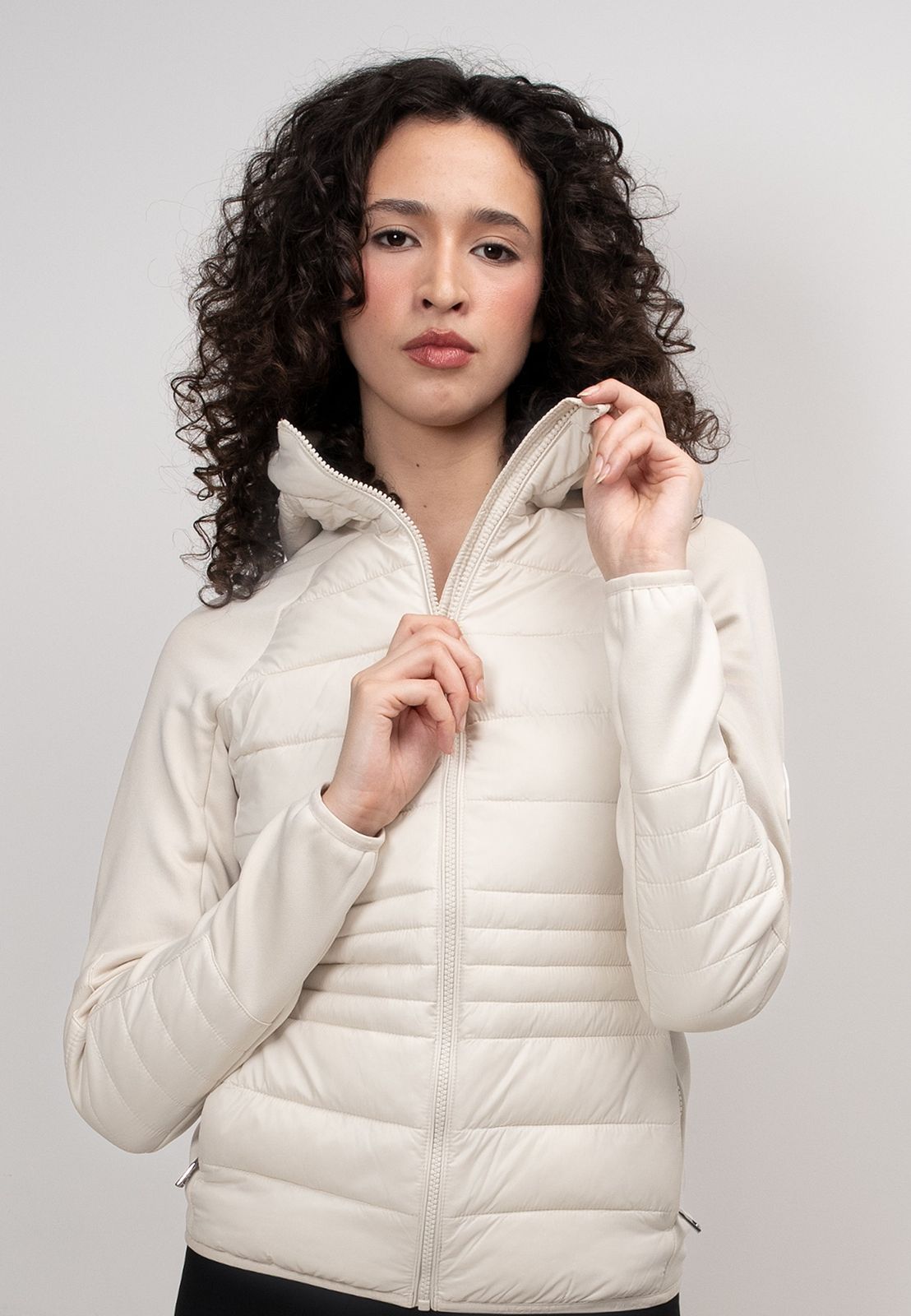 Calypso Hybrid Hooded Jacket Cream