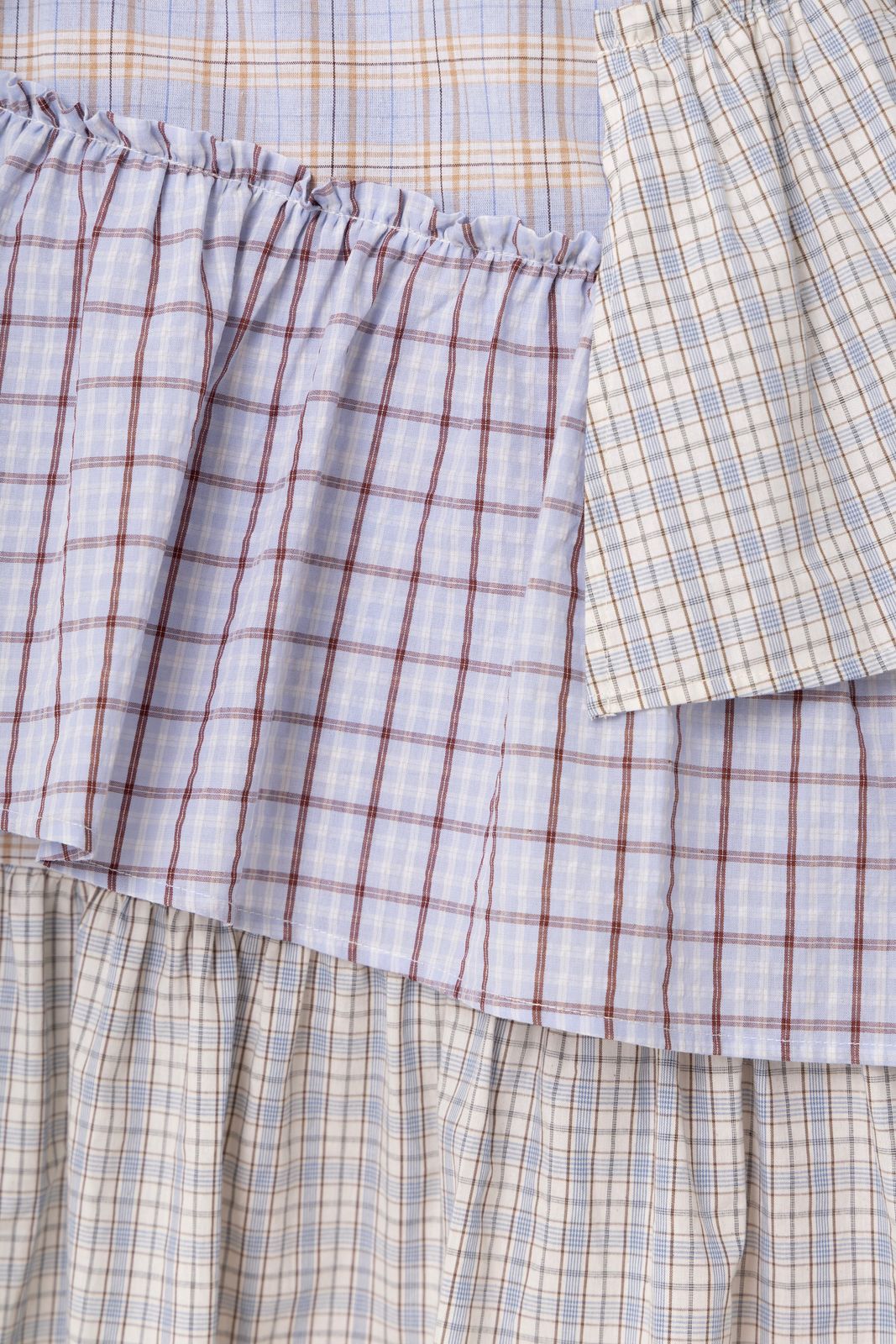 Thea Multi Check Cotton Smocked Tiered Skirt