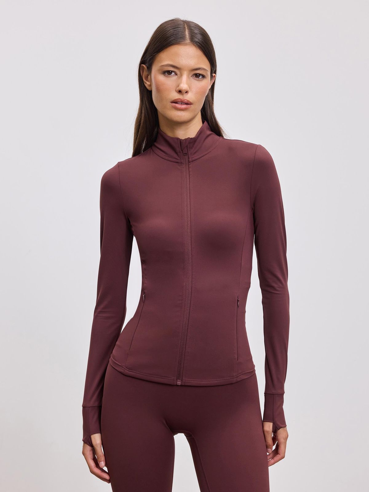 Womens Active Zip Through Jacket in Burgundy