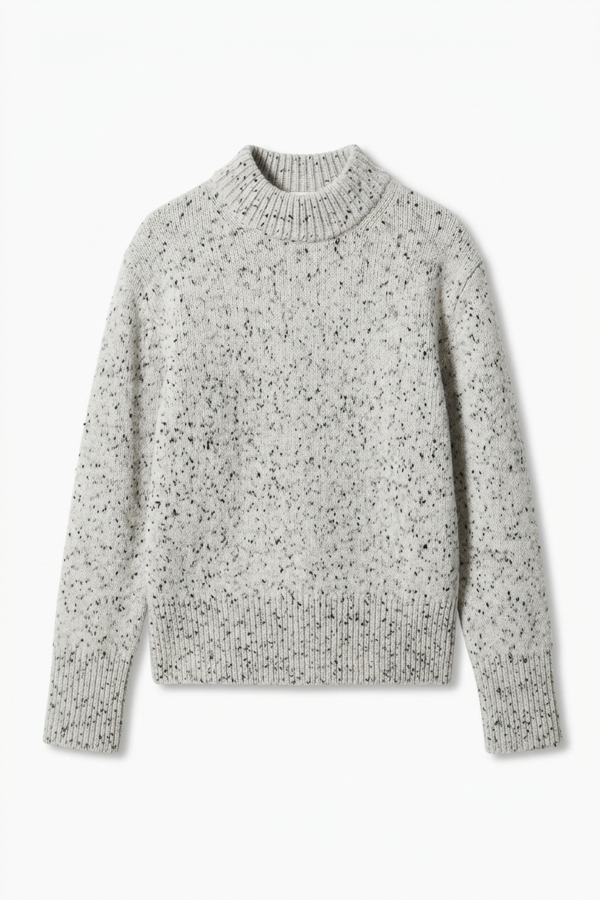 Wool Blend Nepps Sweater - Cream