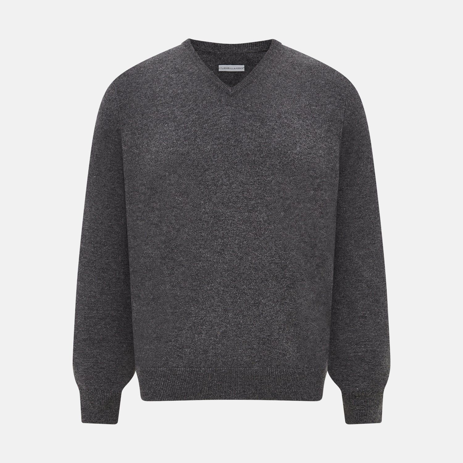 Charcoal Grey Cashmere V-neck Jumper