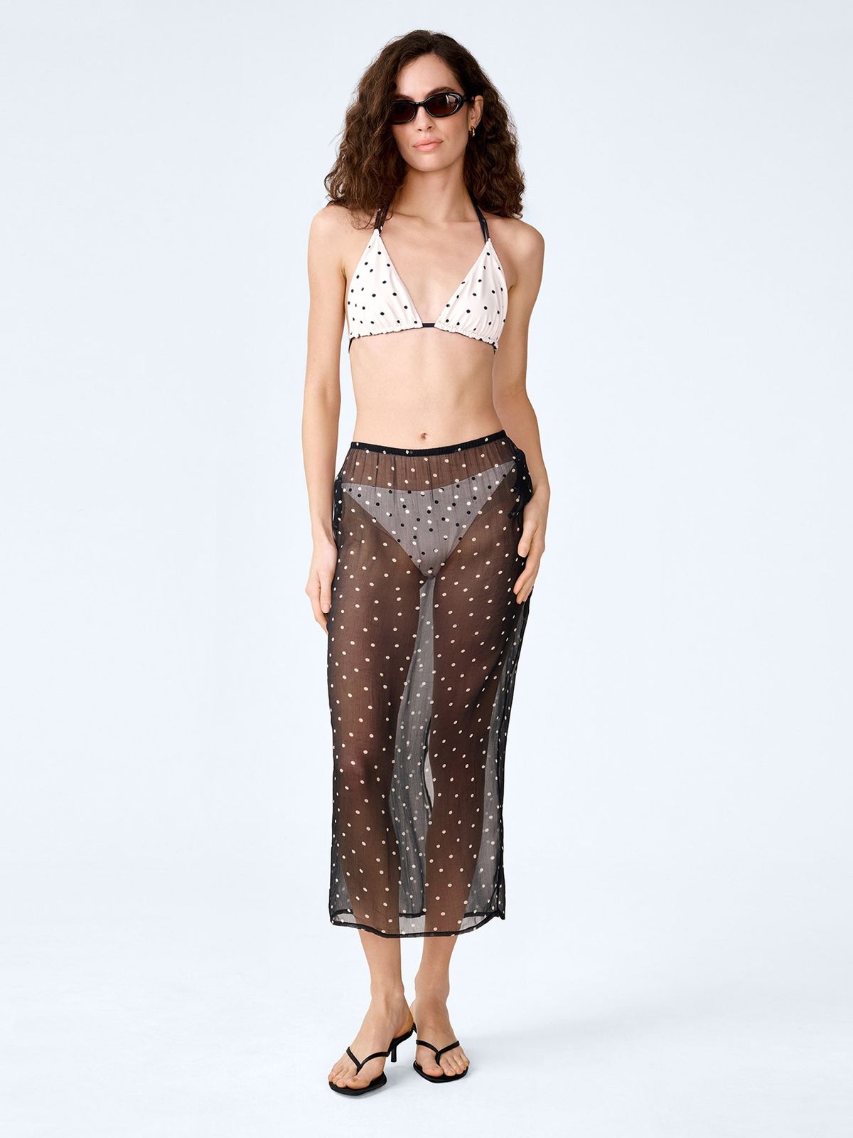 Sumba Mesh Skirt in Black Polka Dot