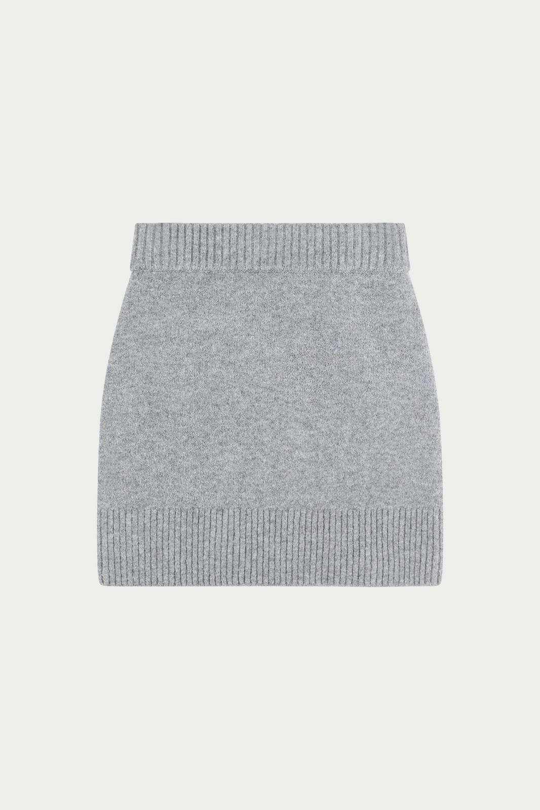 EMBLEM EMBROIDERED KNIT SKIRT - GREY MARL
