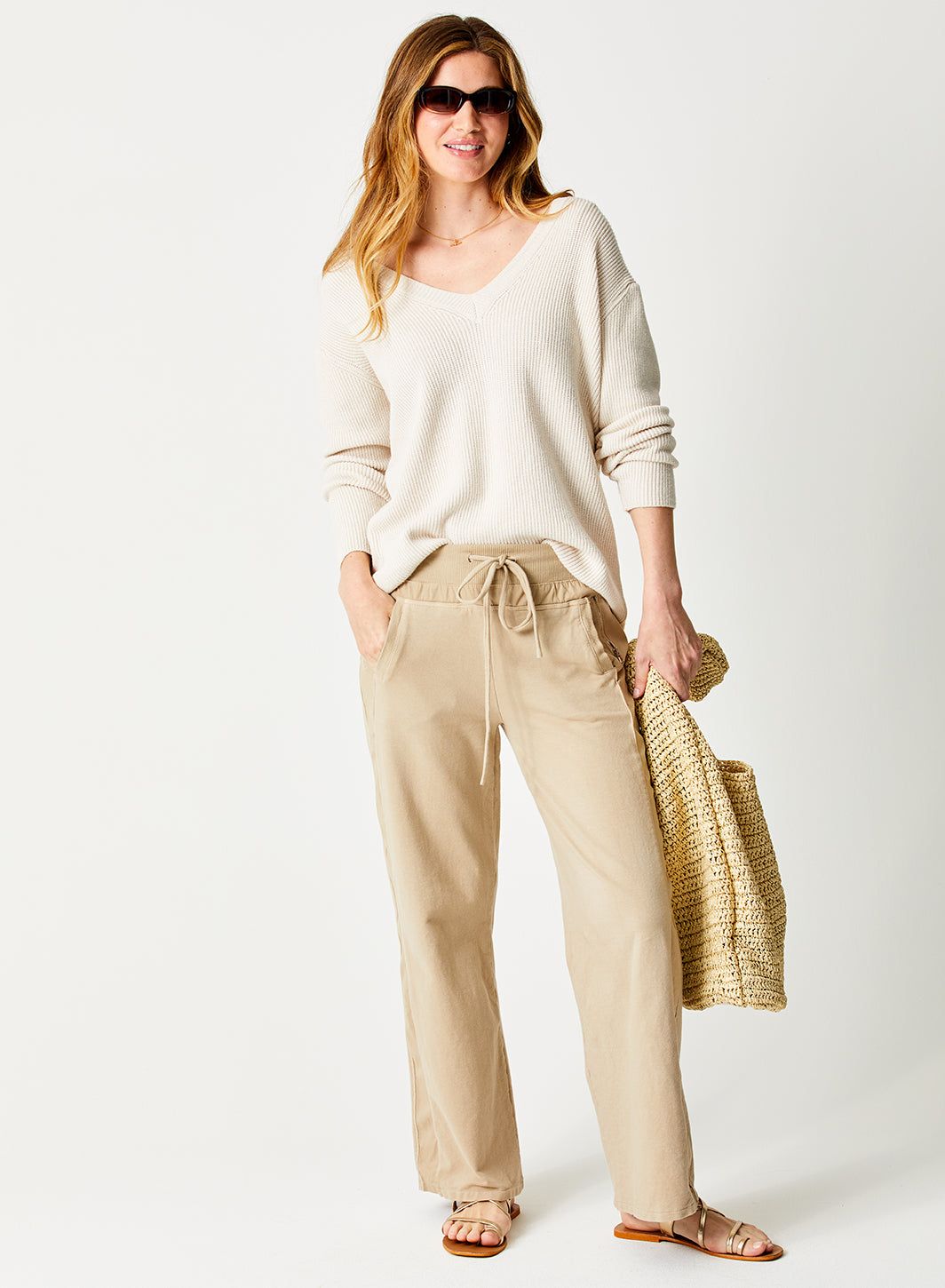 Lusty Double V Ribbed Knit Sweater