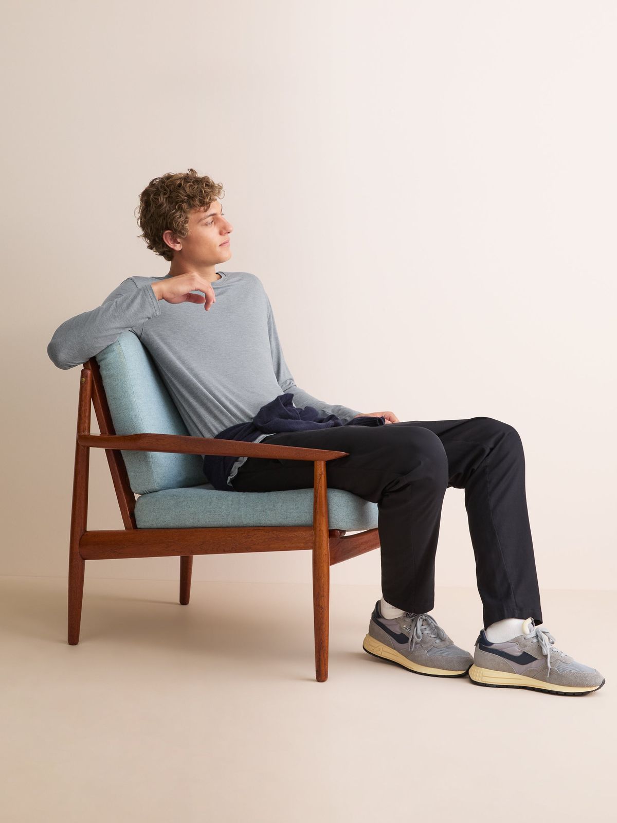 Marlowe Micro Modal Long Sleeve T-Shirt Charcoal Grey