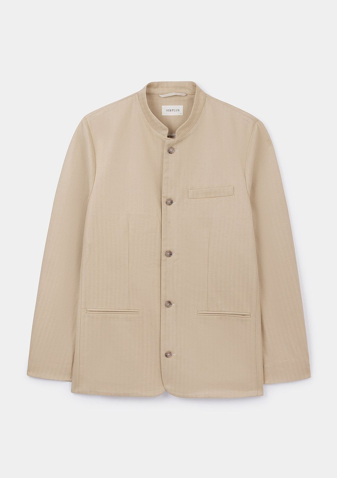 Sand Herringbone Cotton Linen Nehru Jacket