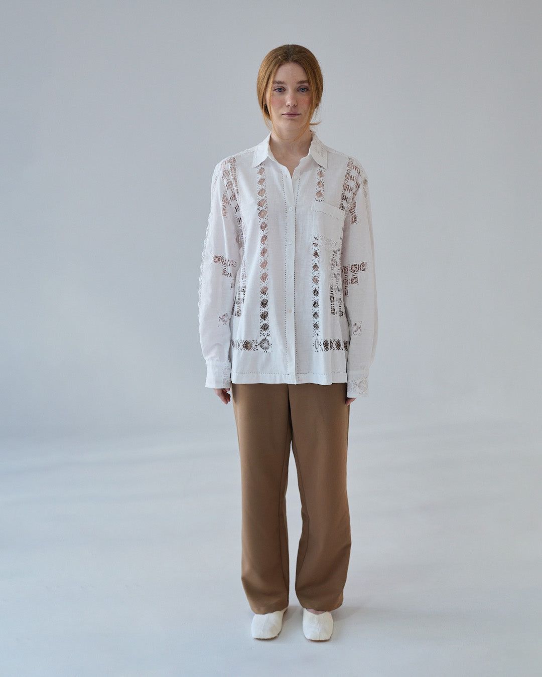 D'Ars x L'Arca Long-Sleeve Cutwork Shirt