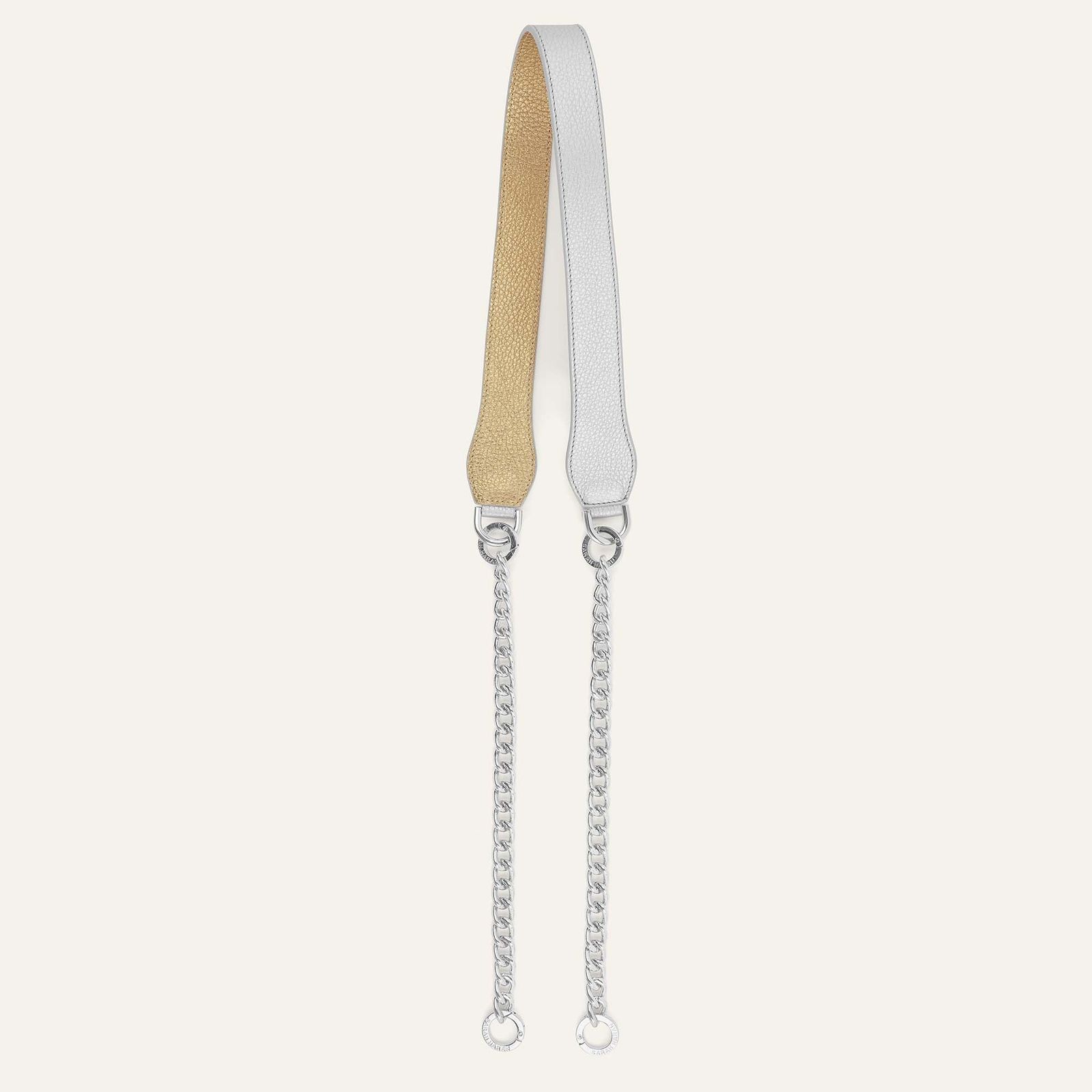 Gemini Strap | Soft Metallic Silver Shimmer Metallic Gold with Silver hardware