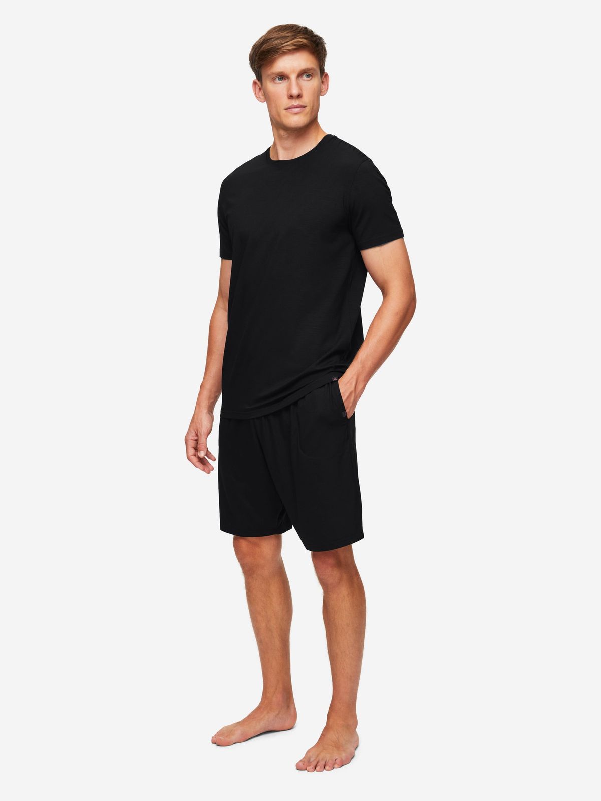 Basel Micro Modal T-Shirt & Lounge Shorts Set Black