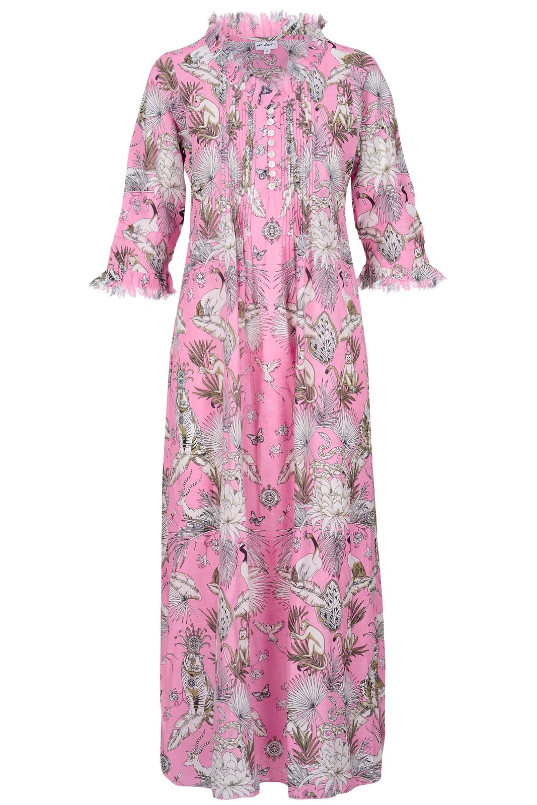 Cotton Annabel Maxi Dress In Pink Tropical