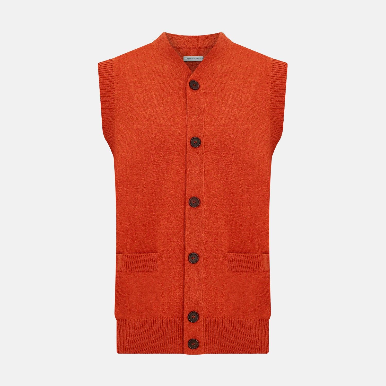 Red Orange Cashmere Sleeveless Cardigan