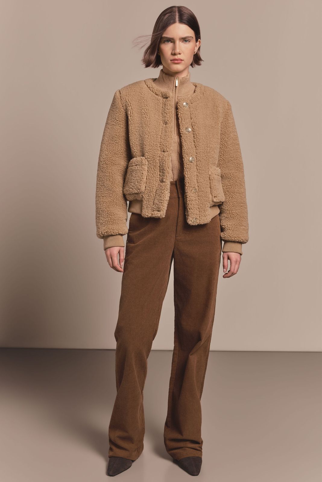 Teddy Bomber Jacket (Tan)