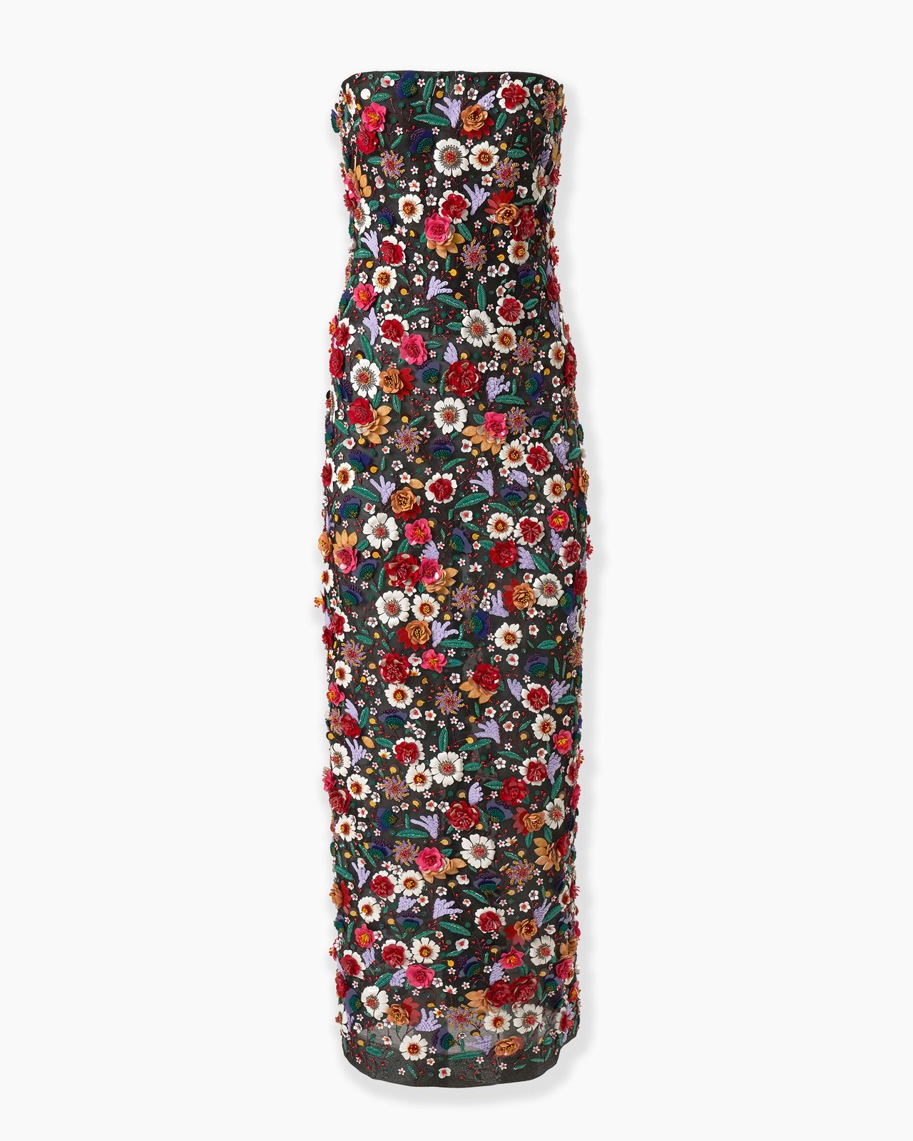 Multicolor Floral-Embroidered Organza Dress