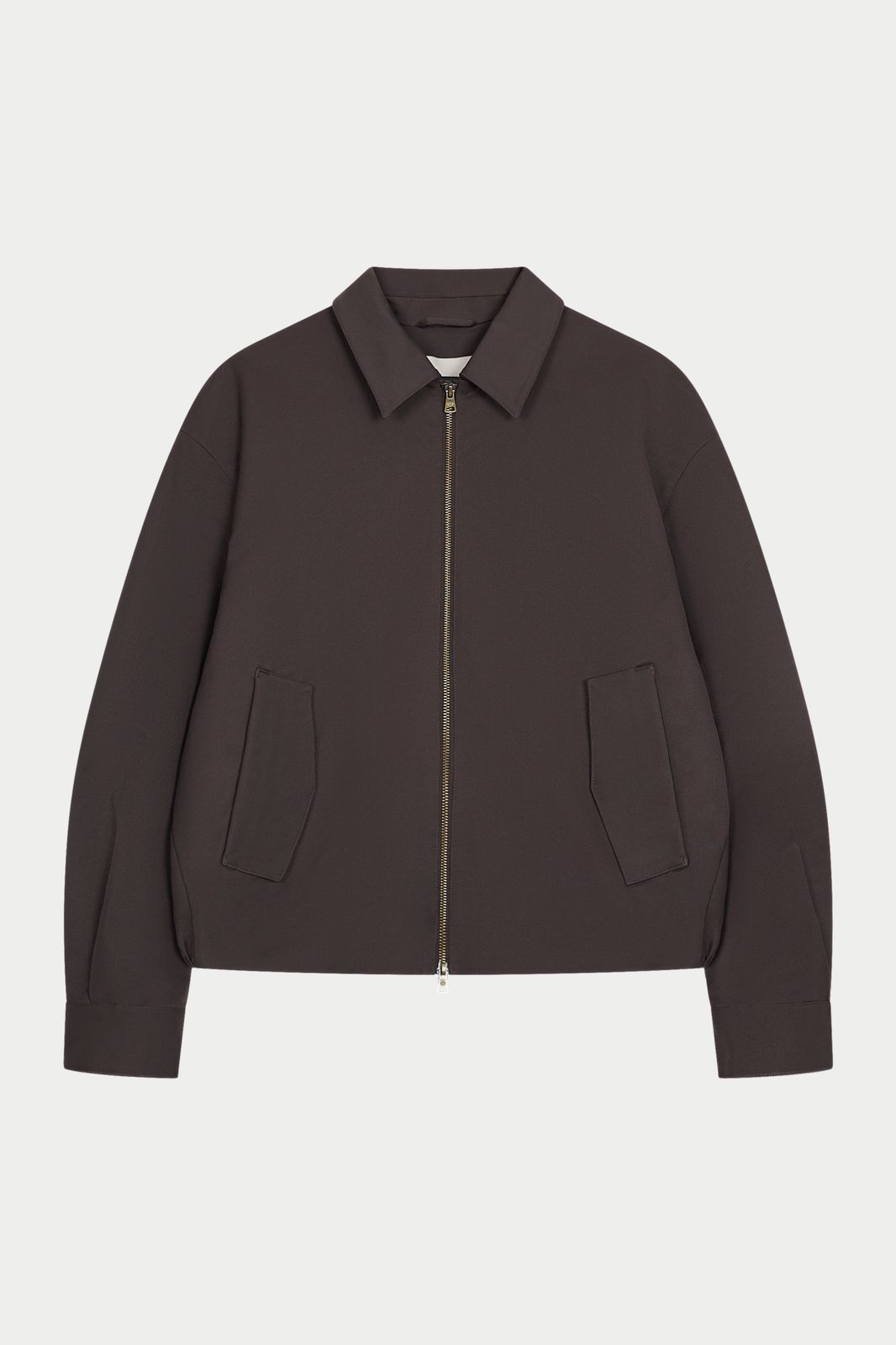 RUCHED HARRINGTON JACKET - BROWN