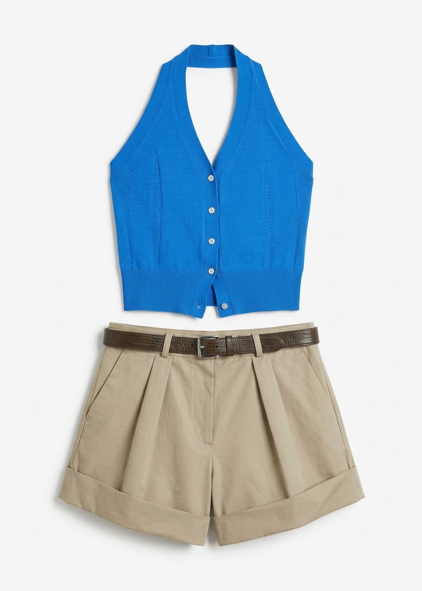 Maia Convertible Knit Halter Top - Cobalt