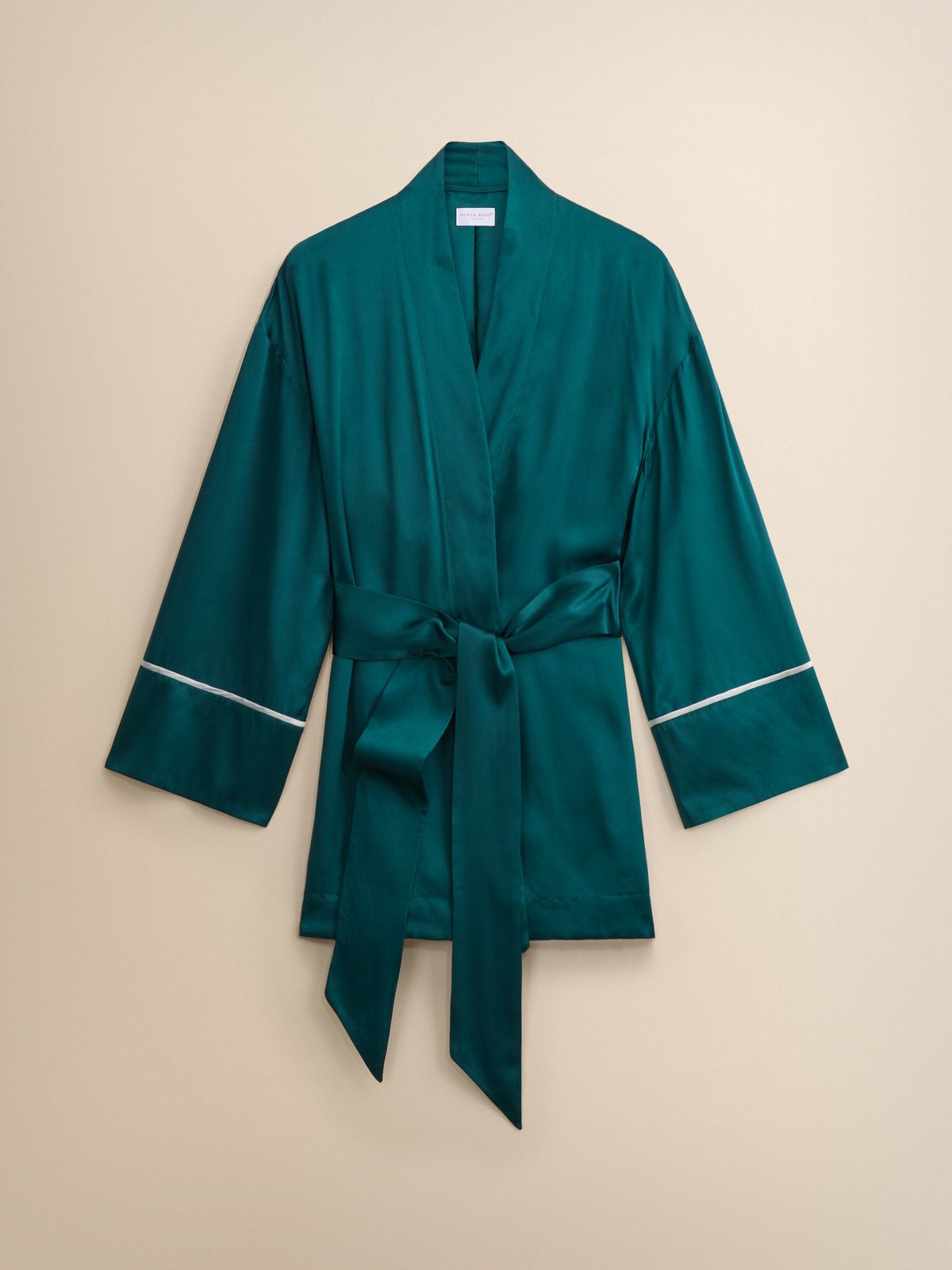 Bailey Silk Short Dressing Gown Peacock Green