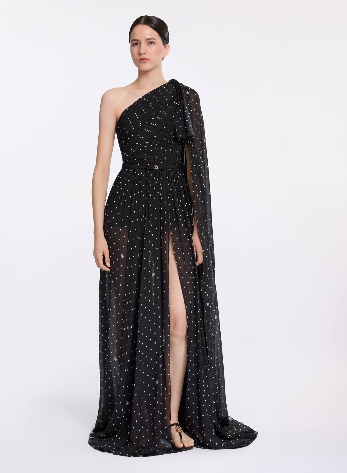 One-Shoulder Polka Dot Dress