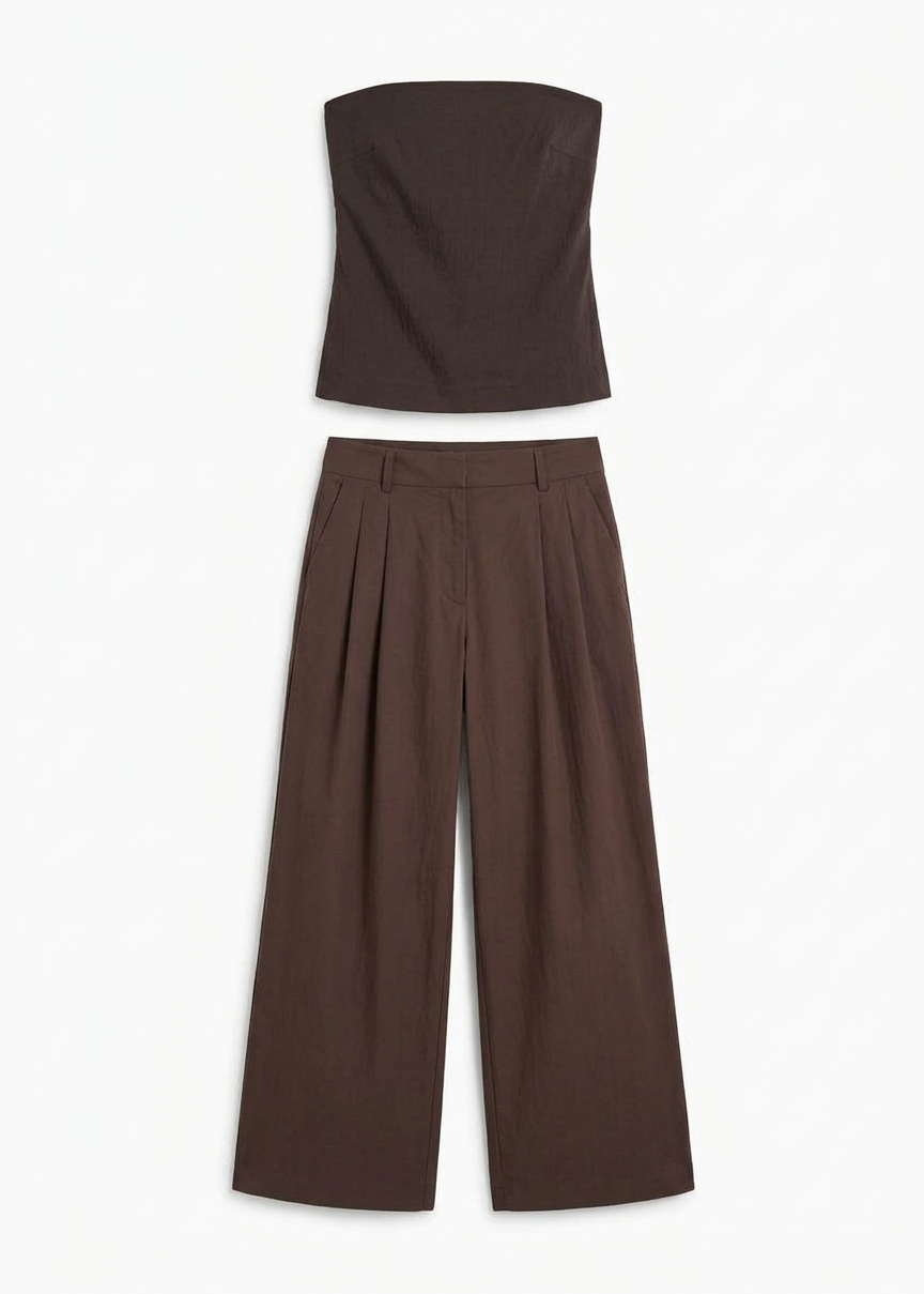 St. Agni Strapless Rouleau Tie Top - Bark