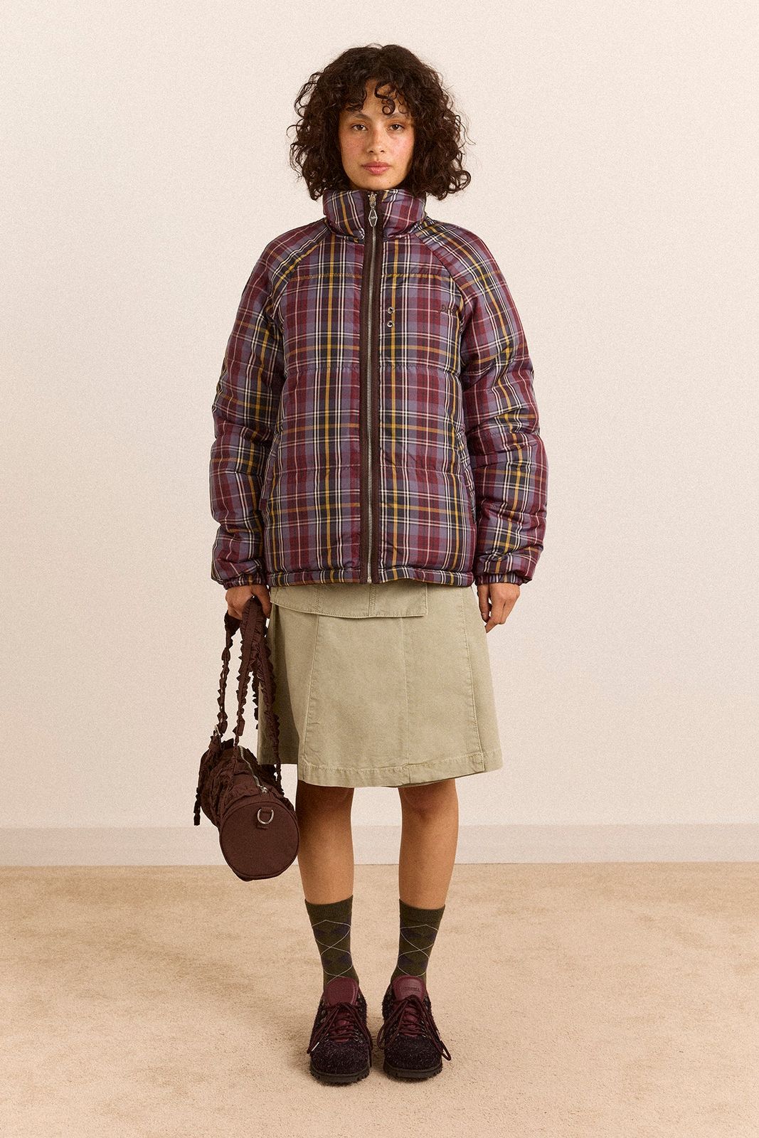 Reversible Opal Puffer- Plum Check